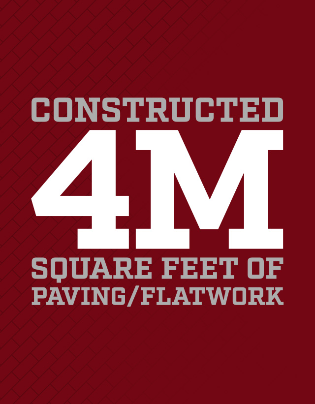 Constructed 4 million sq ft of paving